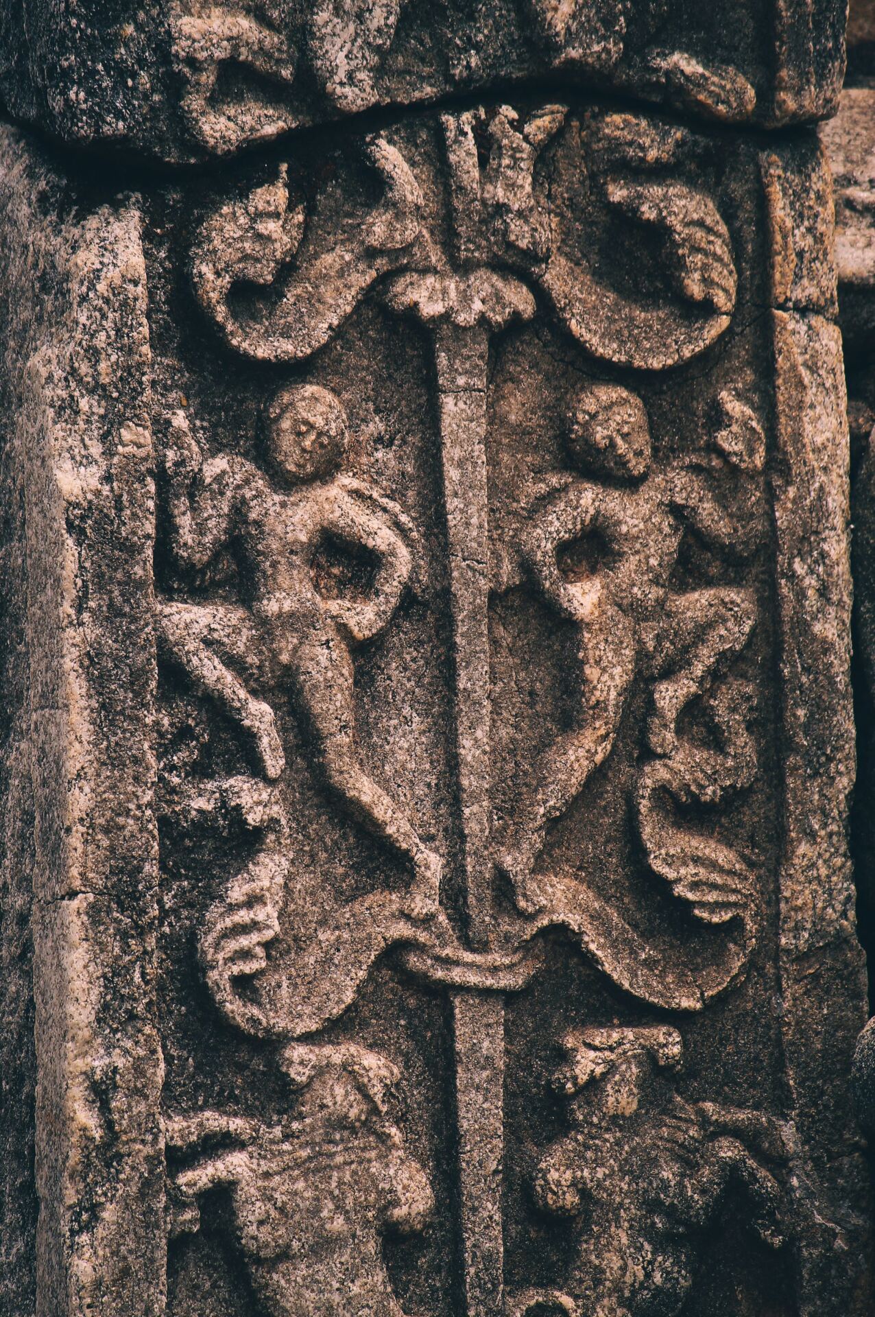 Detailed ancient stone carving in Anuradhapura