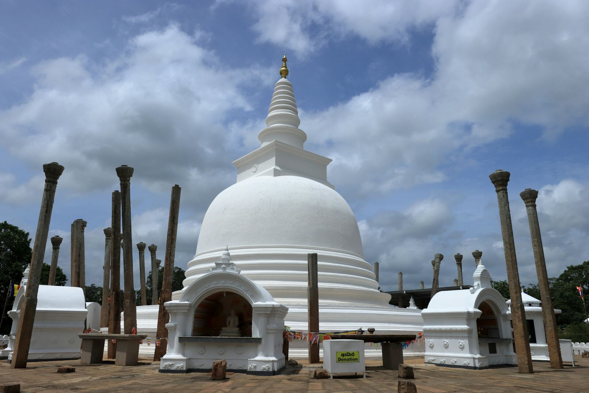 Ancient stone pillars at Thuparamaya in Anuradhapura